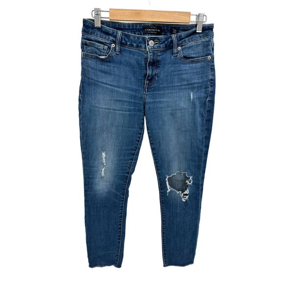 Lucky Brand Womens Lolita Skinny Medium Wash Distressed Stretch Denim Jeans 6/28 - Picture 1 of 14